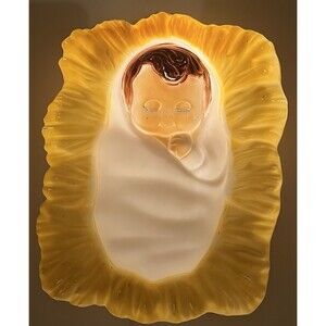 Vintage General Foam Plastics Baby Jesus Blow Mold Christmas Nativity Working